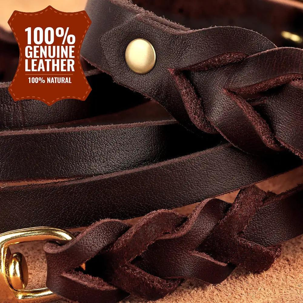 Luxury Leather Dog Collar & Leash Set